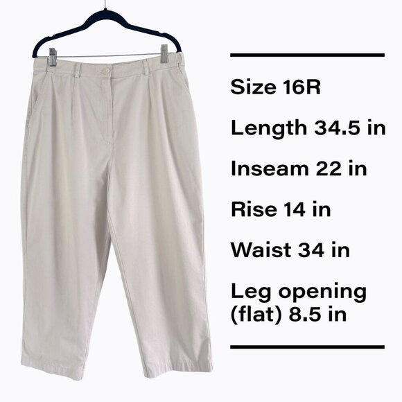 LL Bean Original Fit Capri Pants Sz16 Khaki Cotton Pleated Preppy Casual Classic - Picture 7 of 7